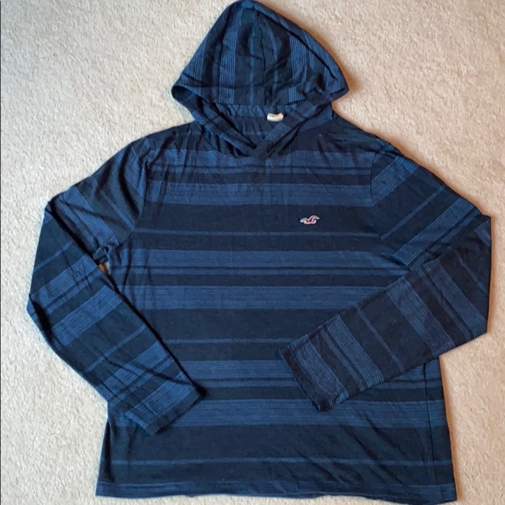 Hollister striped hooded shirt size medium.